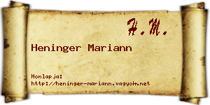 Heninger Mariann névjegykártya